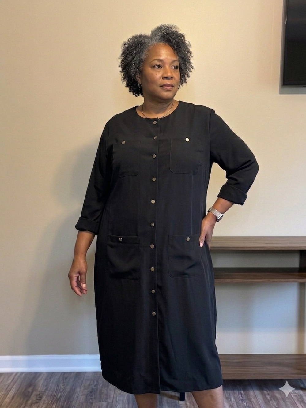 Authentic Vintage Brownstone Woman NY Black Shirt Dress – Utility Plus Size 22W